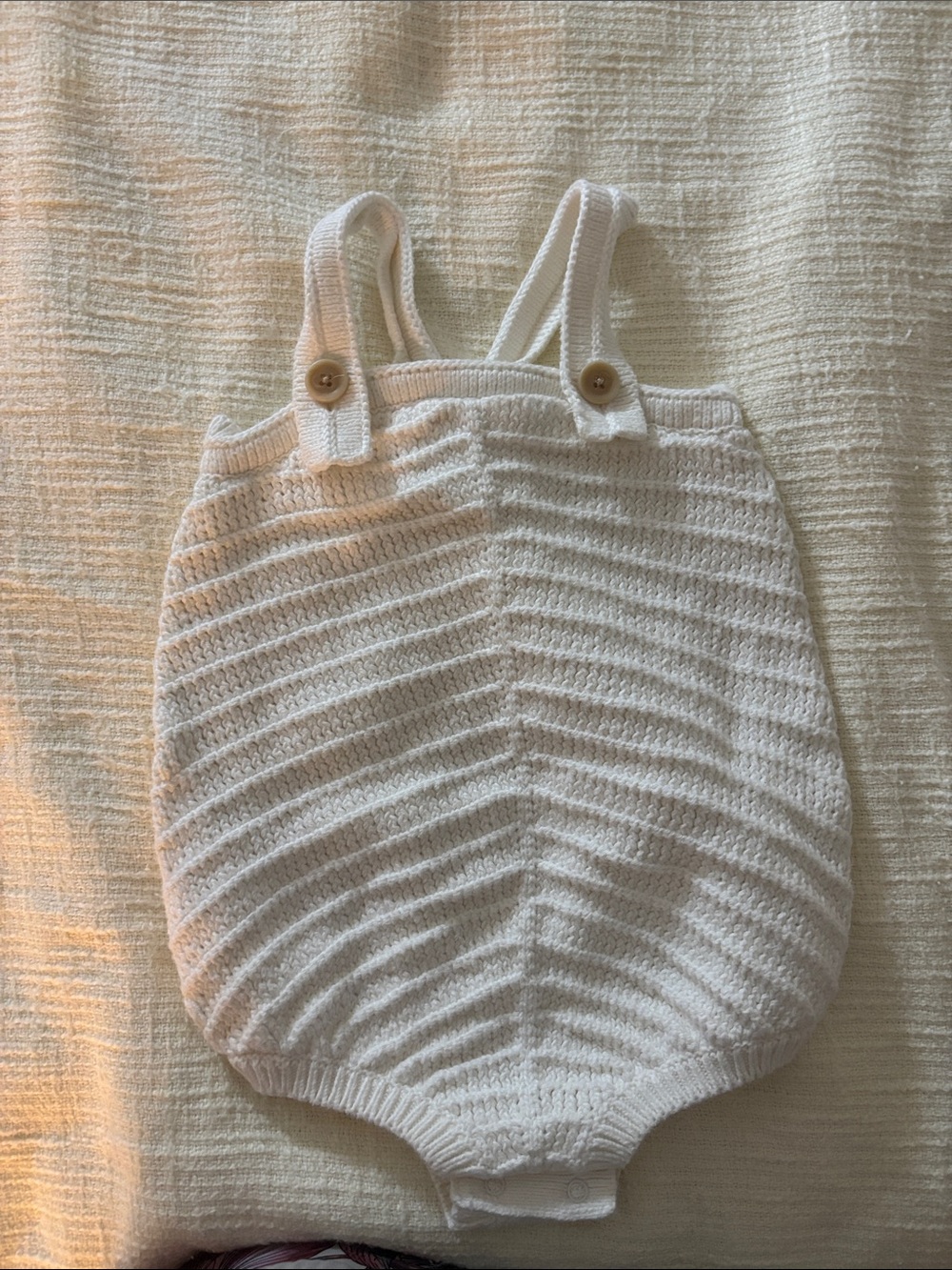 Banana Republic Cream Knit Baby One-Piece with Button Straps